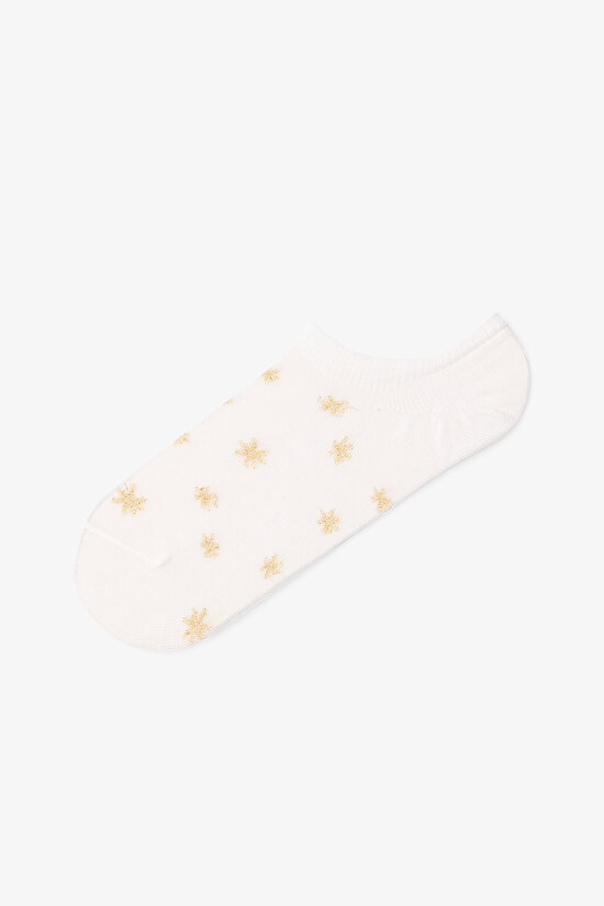 3 Çift Pamuklu Altın Yıldız Desenli Sneaker Çorap - 3