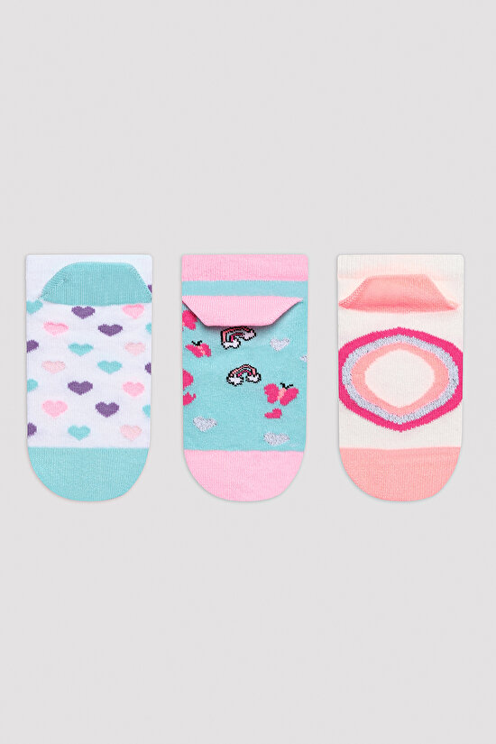 Girls Unicorn Heart 3in1 Liner Socks - 2