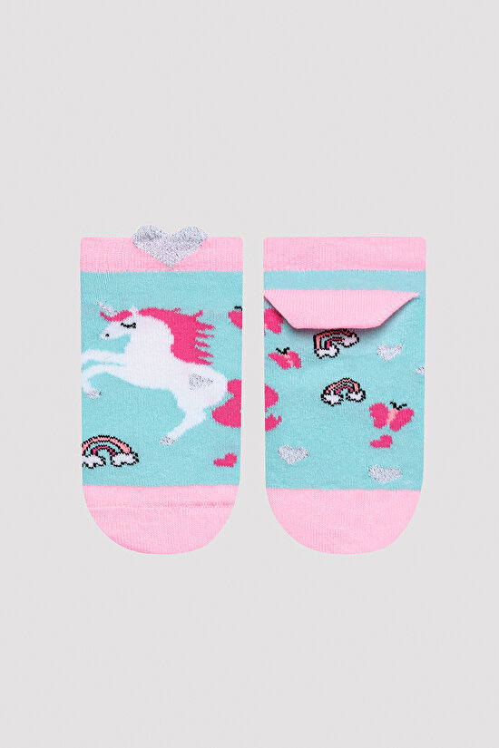 Girls Unicorn Heart 3in1 Liner Socks - 3