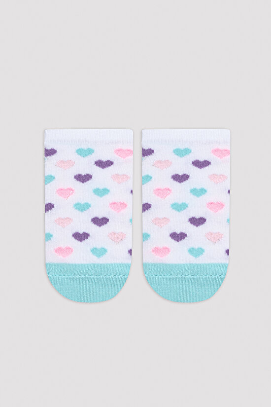 Kız Çocuk Unicorn Kalpli Çok Renkli 3lü Patik Çorap - 7