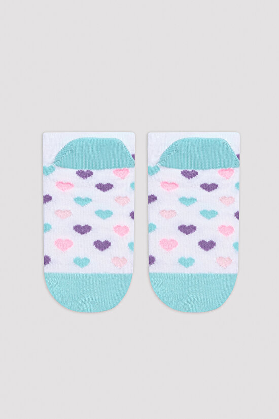 Kız Çocuk Unicorn Kalpli Çok Renkli 3lü Patik Çorap - 8