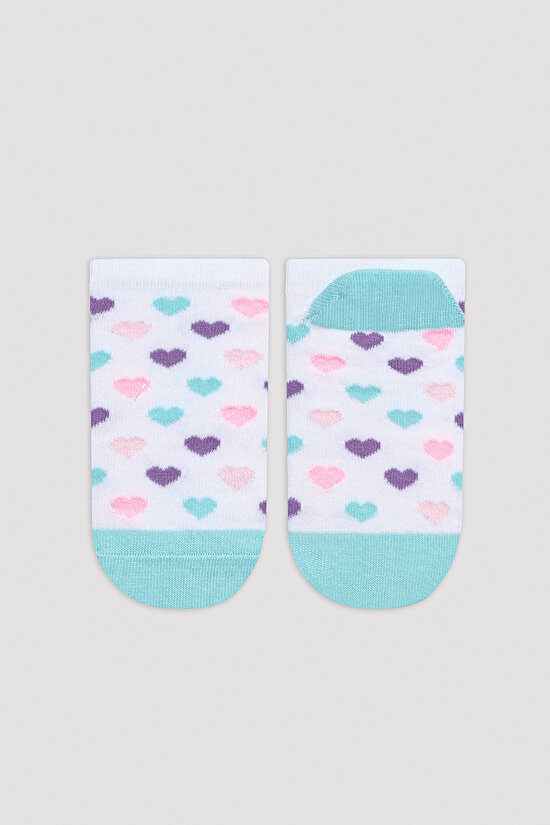 Kız Çocuk Unicorn Kalpli Çok Renkli 3lü Patik Çorap - 9