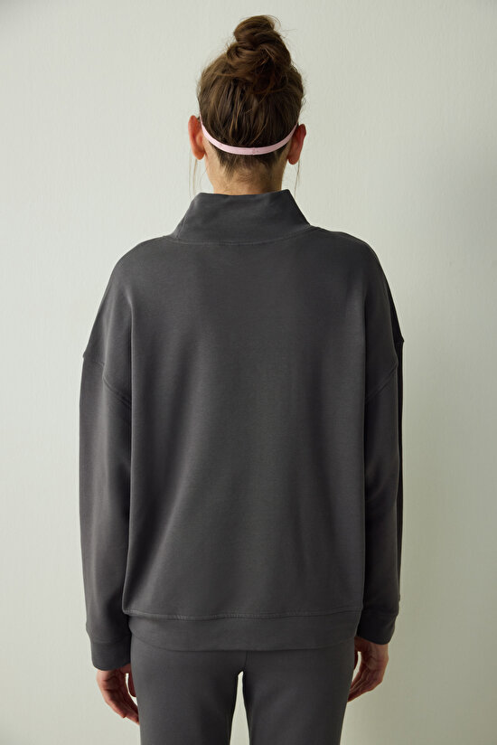 Anthracite Stand Collar Sweatshirt - 5