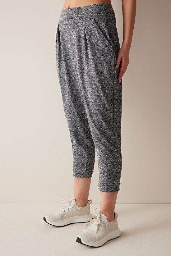 Grey Melange Yoga Pants - 1