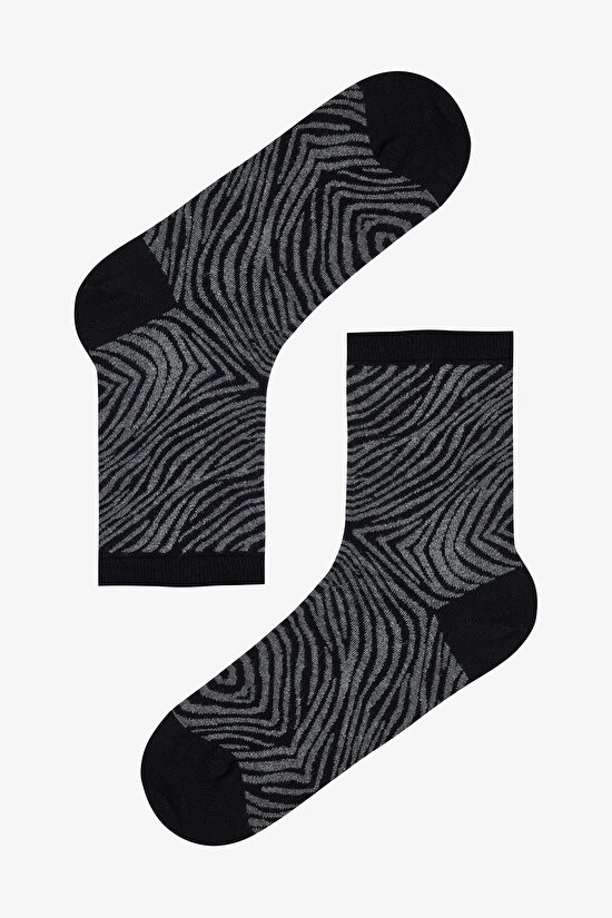 Siyah Classy Zebra 3lü Soket Çorap - 2