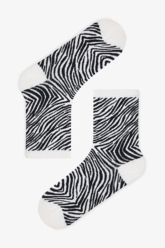 Siyah Classy Zebra 3lü Soket Çorap - 3