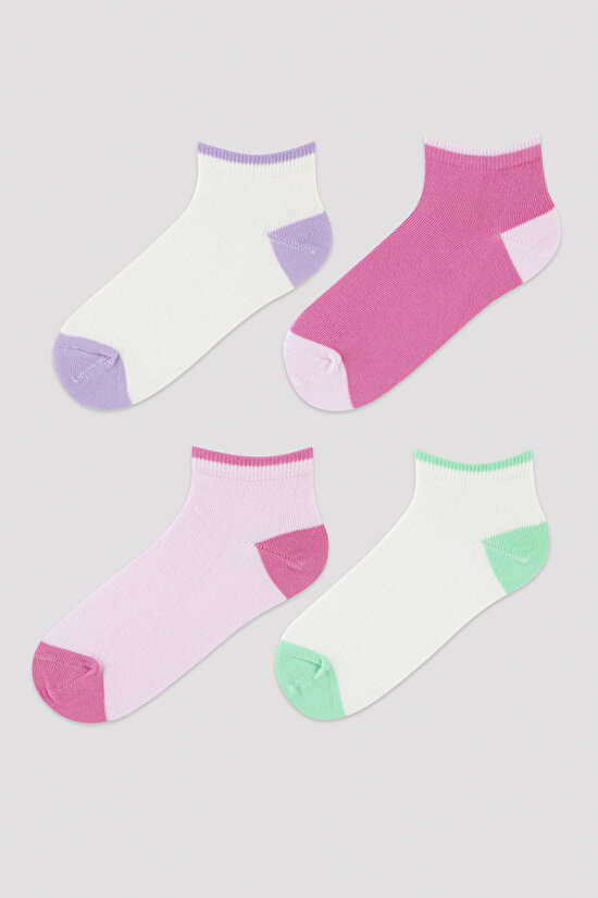 Kız Çocuk Pembe Aktif 4lü Patik Çorap - 1