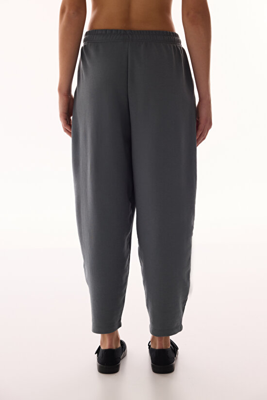 Grey Balloon Elastic Waist Cotton Sweatpants - 3