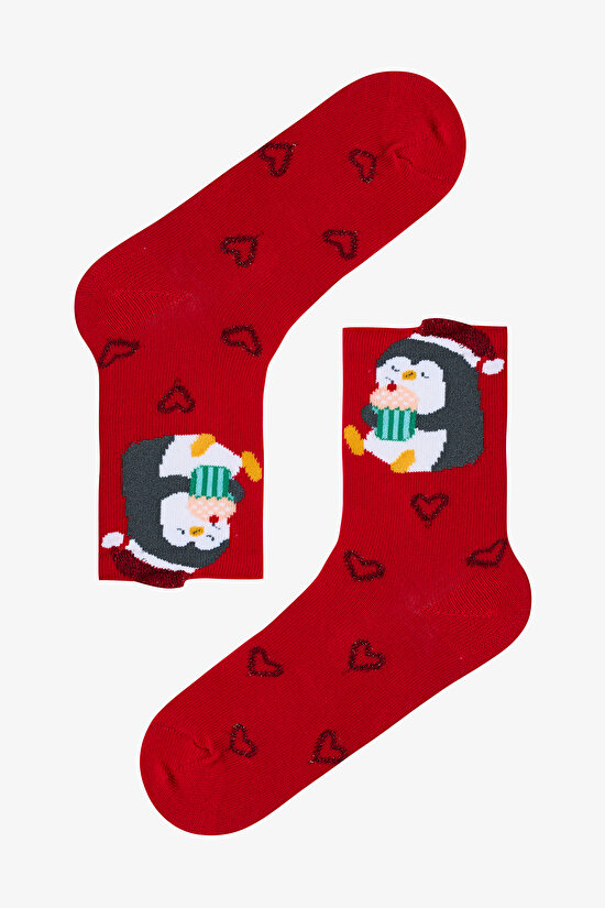 Çok Renkli Kız Çocuk Penguin 2li Soket Çorap - 2