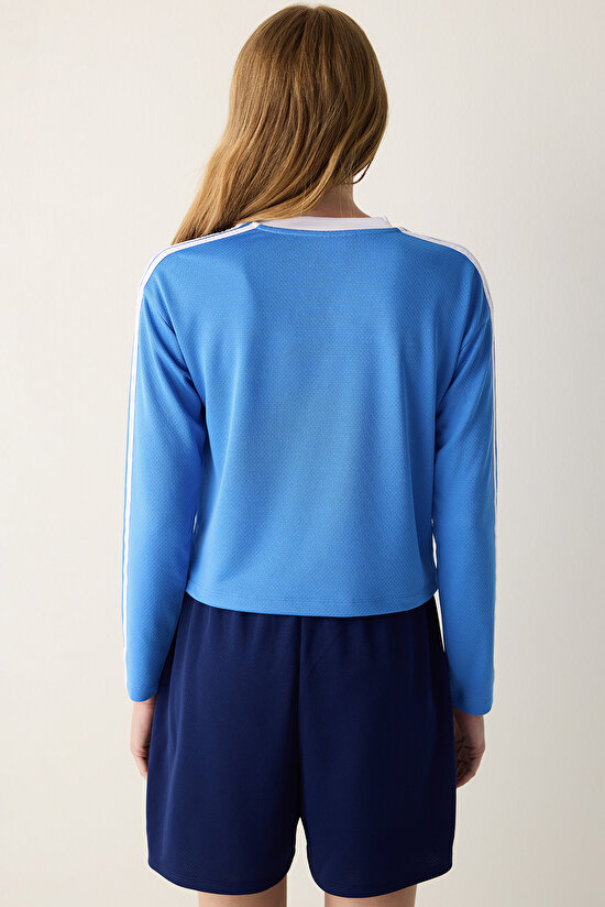 Mavi Bisiklet Yaka Sanrio Baskı Uzun Kollu Üst - 4