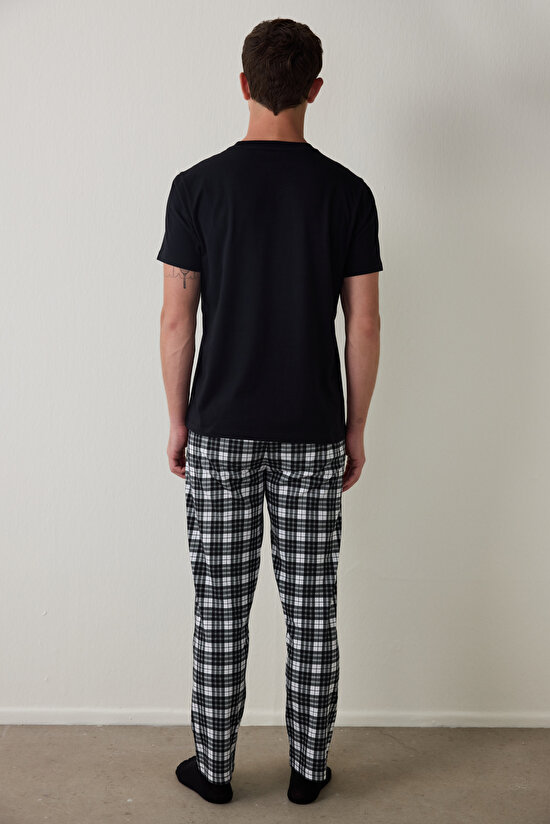 Erkek Listen Slogan Baskılı Pamuklu Kısa Kol Pijama Takımı - 6