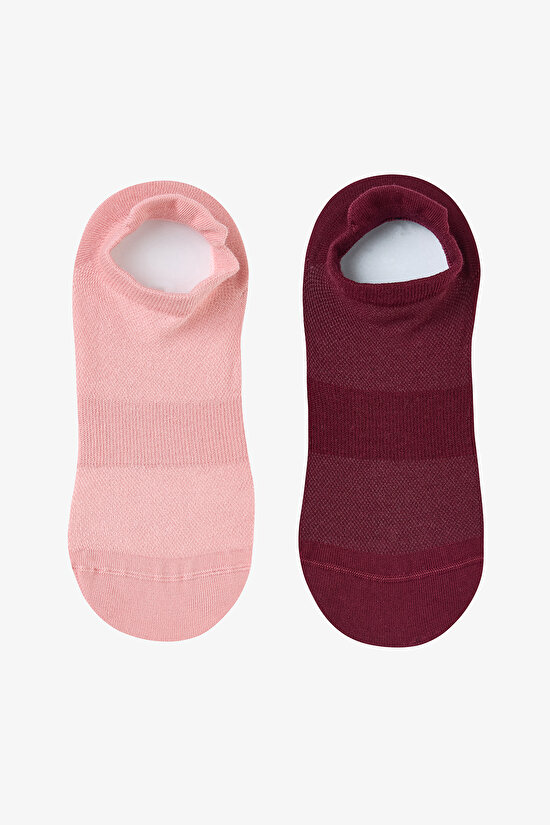 Bordo Non Grip Sport  2li Patik Çorap - 1