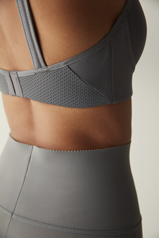 Gri Yüksek Destek Ayarlanabilir Askılı Spor Sütyeni - 10