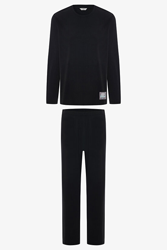 Koyu Antrasit Black Street Pantolon Pijama Takımı - 1