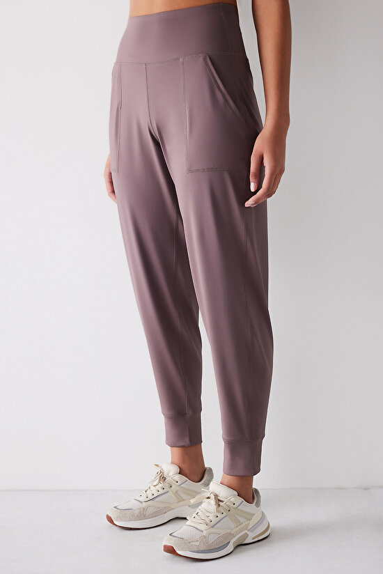 Pocket Detailed Mürdüm Yoga Pantolonu - 1
