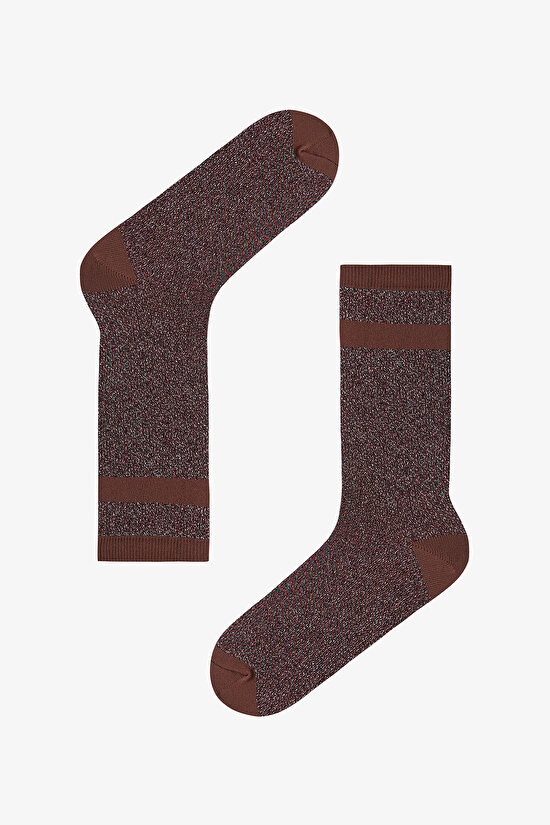 Bordo Lacivert Sparkle Stripes 3lü Soket Çorap - 2