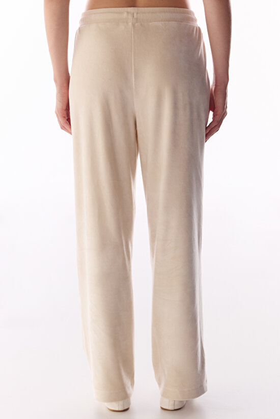 Bej Soft Kadife Cep Detaylı Pantolon - 3