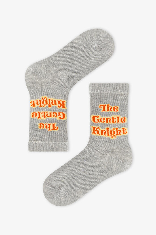 Erkek Çocuk Gri The Gentle Knight Pamuklu 4 Çift Soket Çorap - 3