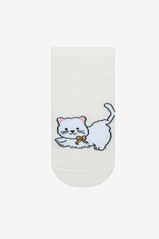 Bowtie Cat Beige White 3in1 Liner Socks Bowtie Cat Beige White 3in1 Liner Socks - 3