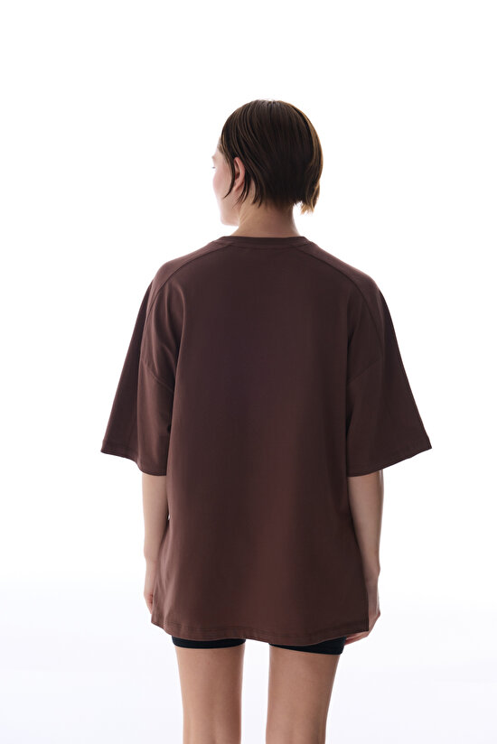 Brown Cotton Oversize T Shirt - 5