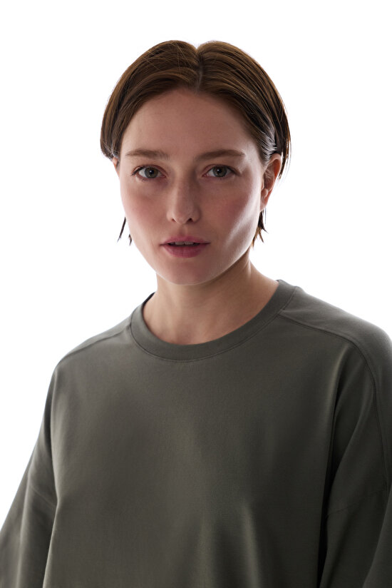 Khaki Cotton Oversize T Shirt - 4