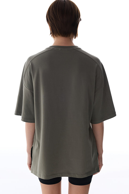Khaki Cotton Oversize T Shirt - 6