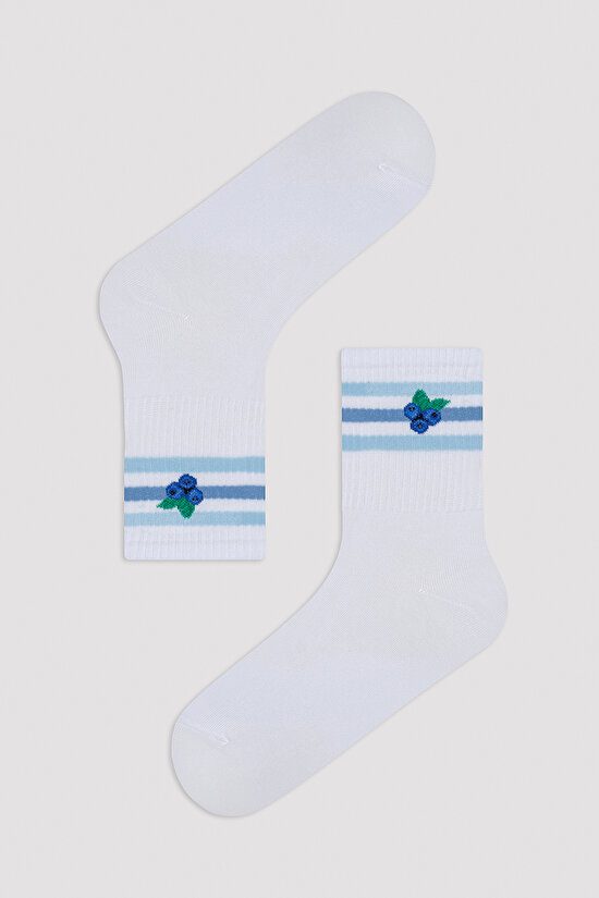 Böğürtlen Detaylı Tennis Socket Çorap - 1