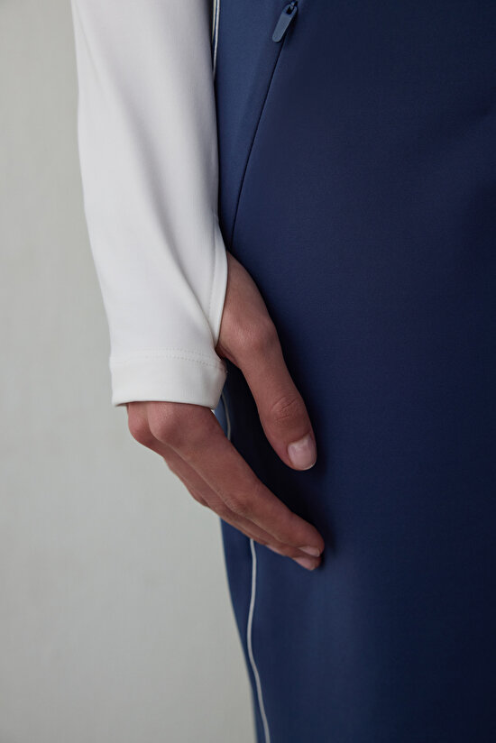 White Thermal Effect Zippered Stand Collar Jacket - 8