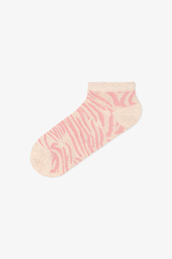 3 Çift Pamuklu Zebra Desenli Patik Çorap - 4