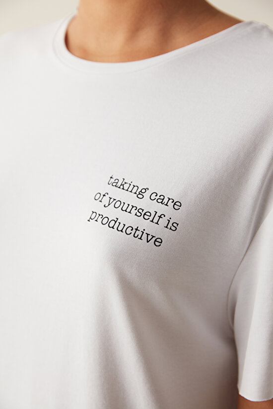Printed White T-Shirt - 5