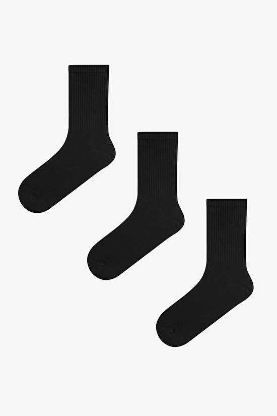 Black Basic Tennis 3 Pack Ankle Socks - 1