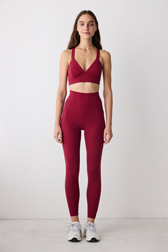 Bordo Yüksek Bel Cepli Tacito Tayt - Saude Koleksiyonu  - 3