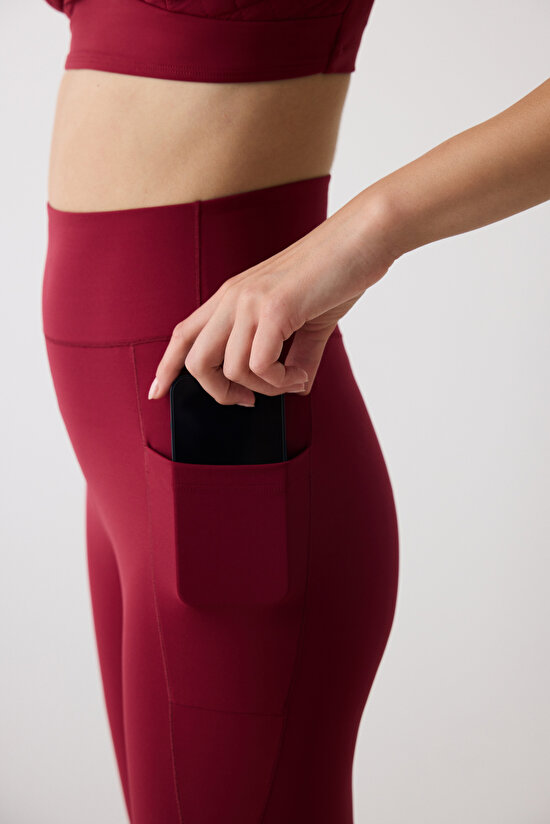 Bordo Yüksek Bel Cepli Tacito Tayt - Saude Koleksiyonu  - 4