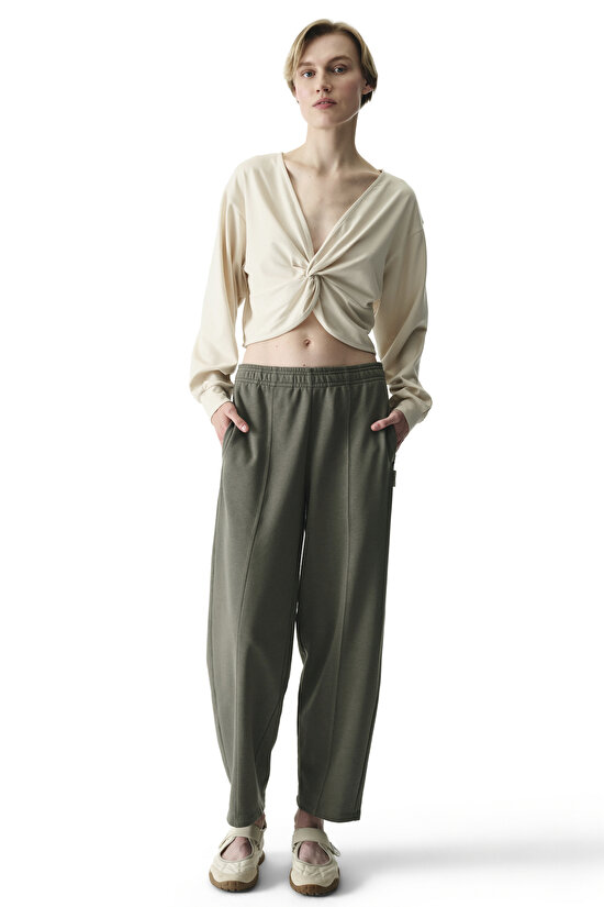 Taş Rengi Cotton Modal Blend Twisted Sweatshirt - 3