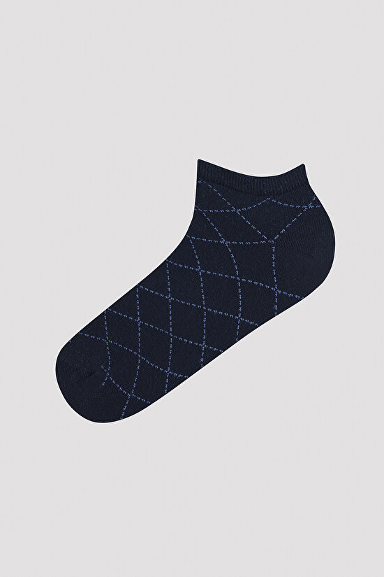 Erkek Ekose Desenli 7li Patik Çorap - 3