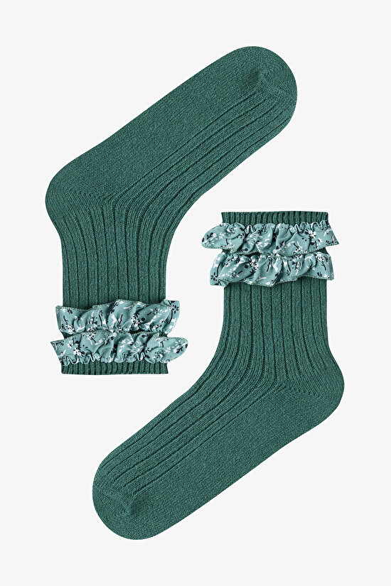 Vintage Fırfırlı Kalın Soket Çorap - 1