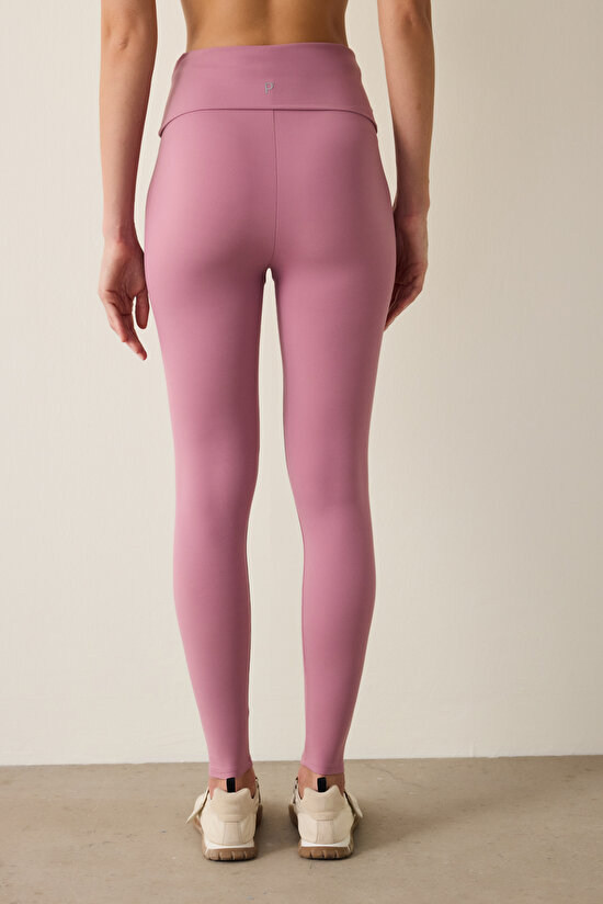 Pink High Waist Foldable Leggings - 8