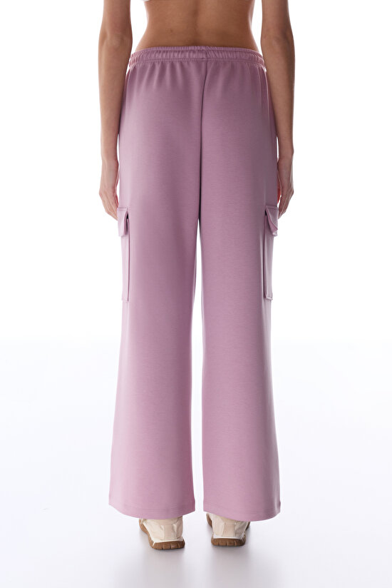 Light Lilac Silky Feel Cargo Pants - 3