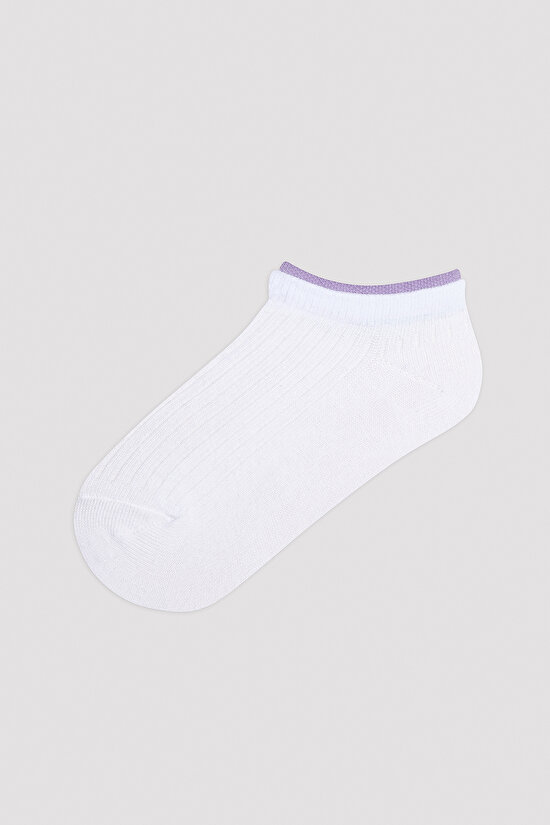 Kız Çocuk Thin Lines Beyaz 4lü Patik Çorap - 5
