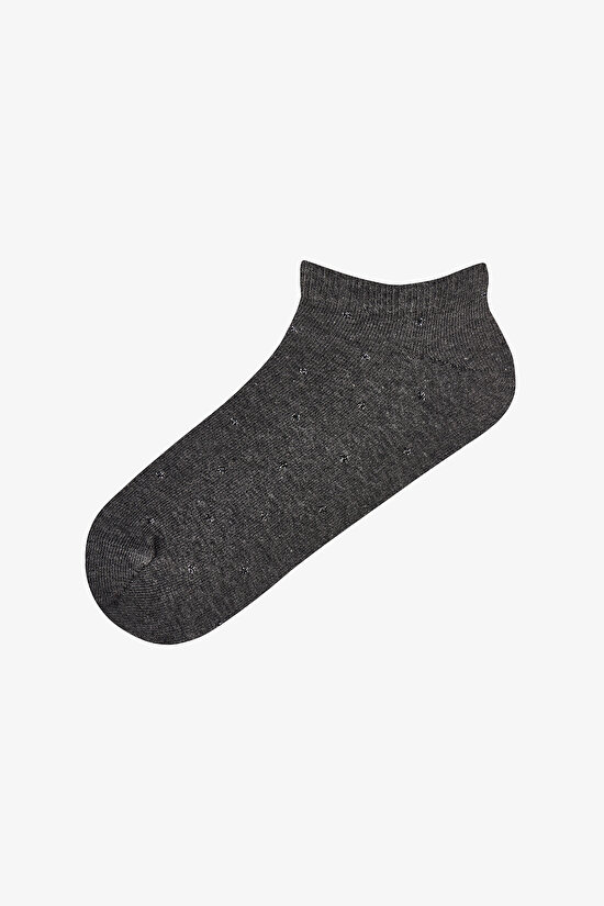 Light Grey Black Classic Polka Dot Cotton 5 Pack Liner Socks - 2