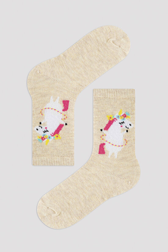 Çok Renkli Girls Rainbow Unicorn 3lü Paket Soket Çorap - 2