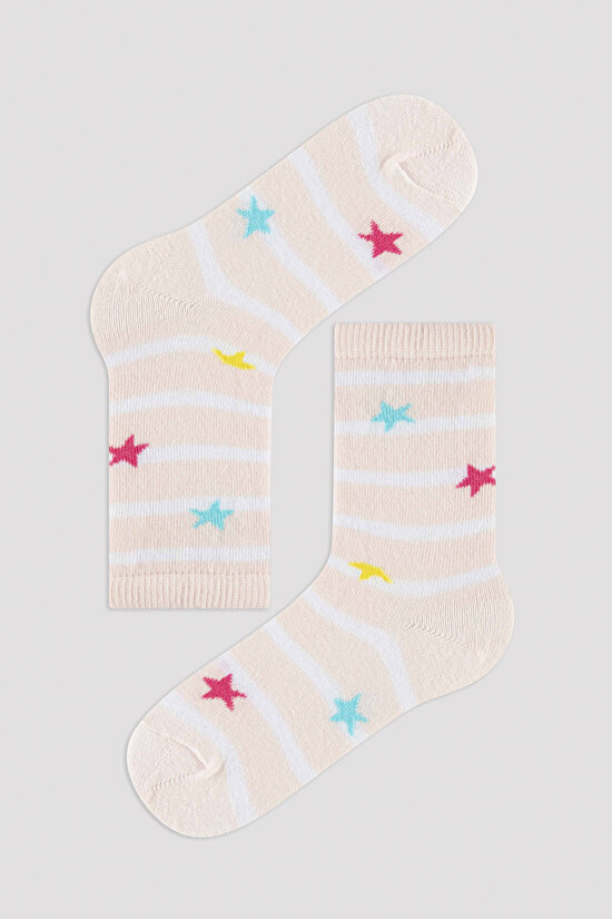Çok Renkli Girls Rainbow Unicorn 3lü Paket Soket Çorap - 4