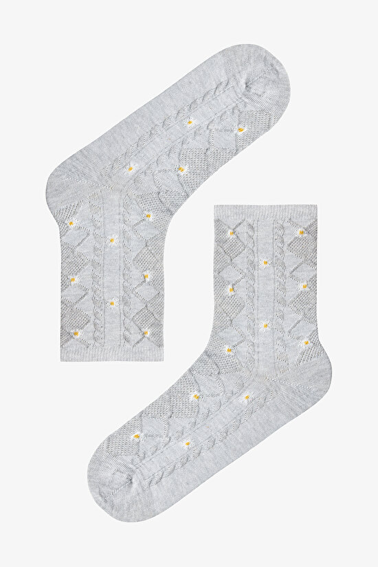 Pembe/Gri Daisy Dream 3'lü Soket Çorap - 3