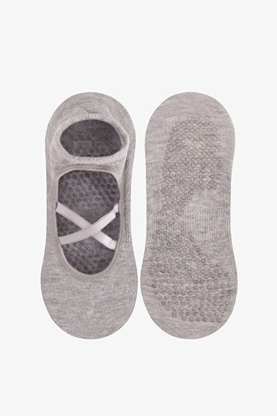Light Grey Cross Cotton Ballerina Socks - 1