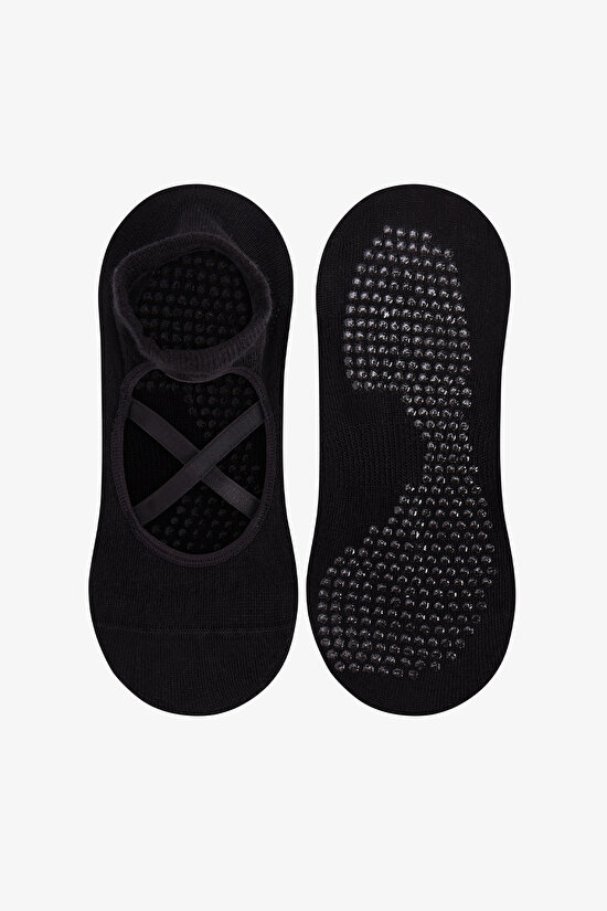 Black Cross Cotton Ballerina Socks - 1