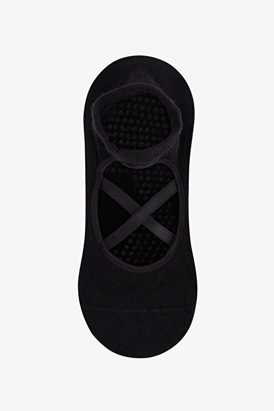 Black Cross Cotton Ballerina Socks - 2