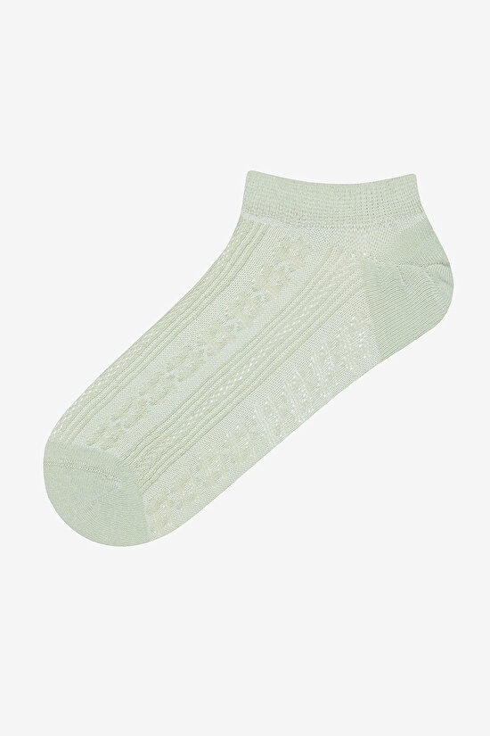 3 Çift Pamuklu Kendinden Çiçek Desenli Burun Dikişsiz Sneaker Çorap - 3