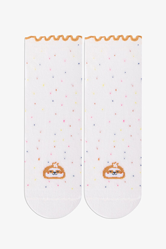 3 Çift Pamuklu Minik Puantiyeli ve Hayvan Desenli Ara Boy Soket Çorap - 3