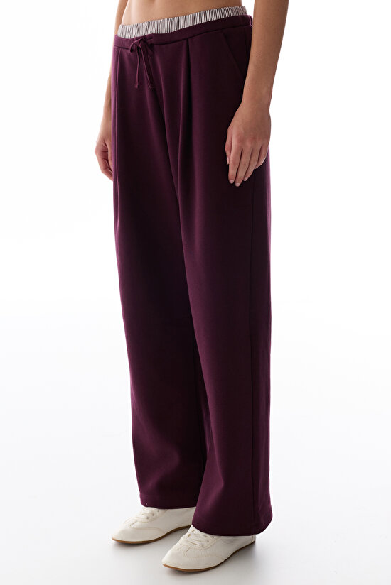 LAYER WAIST RELAX PANTS, L, BR4 BORDO