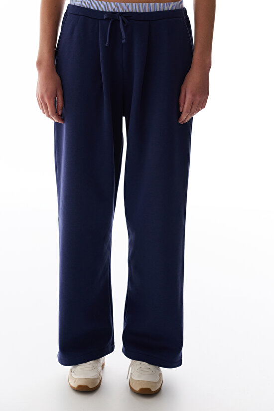 Lacivert Katmanlı Geniş Paça Pantolon - 3